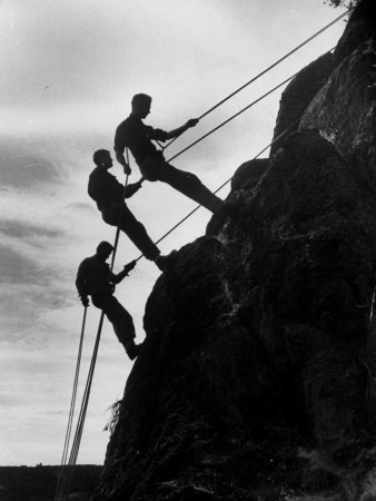 Rock Climbing Teenagers Stretched Canvas Print