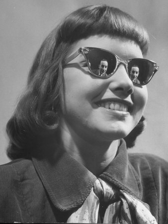 Model Lilly Fernandez Wearing a Pair of Mirror Glasses Stretched Canvas Print