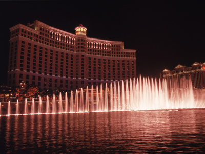 The Bellagio with Fountains at Night, Las Vegas, NV Art on Acrylic The Bellagio with Fountains at Night, Las Vegas, NV Art on Acrylic