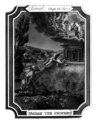 The prophet Isaiah is cleansed as a seraphim touches a hot coal to his lips Giclee Print The prophet Isaiah is cleansed as a seraphim touches a hot coal to his lips Giclee Print