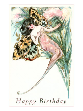 Happy Birthday, Butterfly Lady Stretched Canvas Print Happy Birthday, Butterfly Lady Stretched Canvas Print
