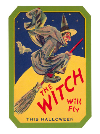 Halloween, The Witch will Fly Stretched Canvas Print