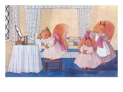 Domestic Squirrels in Bedroom Stretched Canvas Print Domestic Squirrels in Bedroom Stretched Canvas Print