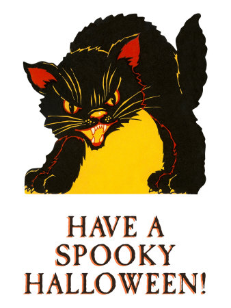 Have a Spooky Halloween, Black Cat Stretched Canvas Print Have a Spooky Halloween, Black Cat Stretched Canvas Print