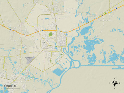 Political Map of Orange, TX Premium Poster