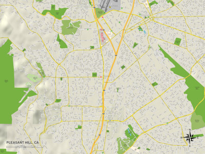 Political Map of Pleasant Hill, CA Stretched Canvas Print Political Map of Pleasant Hill, CA Stretched Canvas Print