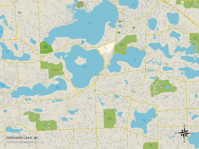 Political Map of Orchard Lake, MI Stretched Canvas Print Political Map of Orchard Lake, MI Stretched Canvas Print