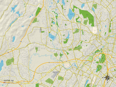 Political Map of Wayne, NJ Stretched Canvas Print Political Map of Wayne, NJ Stretched Canvas Print