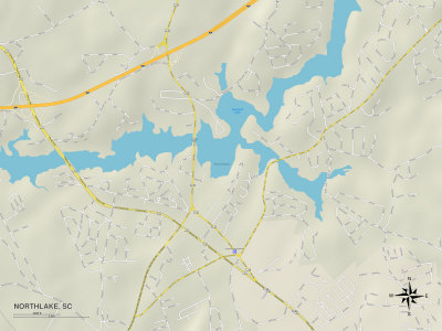 Political Map of Northlake, SC Stretched Canvas Print Political Map of Northlake, SC Stretched Canvas Print