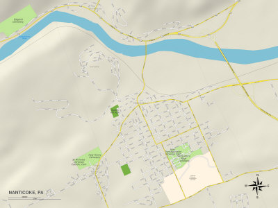 Political Map of Nanticoke, PA Stretched Canvas Print Political Map of Nanticoke, PA Stretched Canvas Print