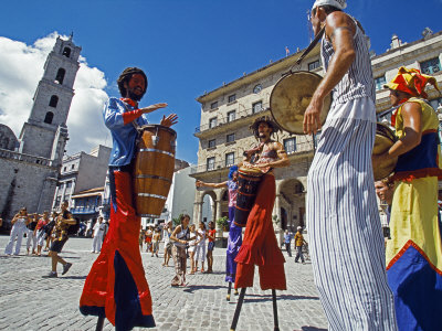 Los Zancudos, Stilt Dancers in Old Havana World Heritage Area, Cuba Photographic Print