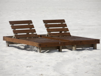 Wooden Beach Chairs on Wooden Lounge Chairs On The Beach In Alabama Other At Art Com