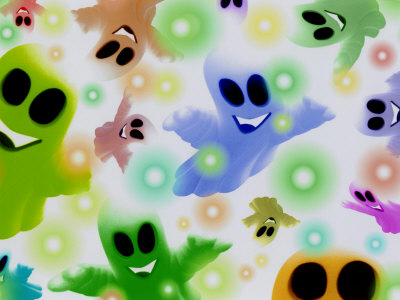 Smiling Ghosts Stretched Canvas Print