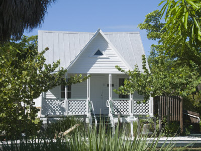 Old Houses in Historic Village Museum, Sanibel Island, Gulf Coast, Florida Stretched Canvas Print