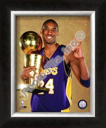 kobe bryant championship trophy. Kobe Bryant Game Five of the 2009 NBA Finals With Championship Trophy Framed