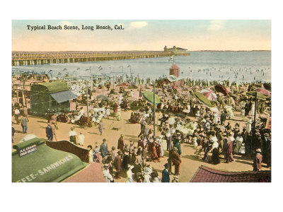 Beach Scene, Long Beach, California Giclee Print Beach Scene, Long Beach, California Giclee Print