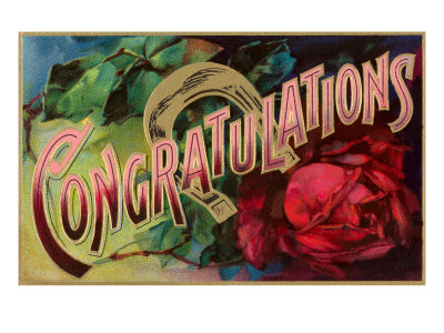 Congratulations, Floral Lettering Giclee Print Congratulations, Floral Lettering Giclee Print