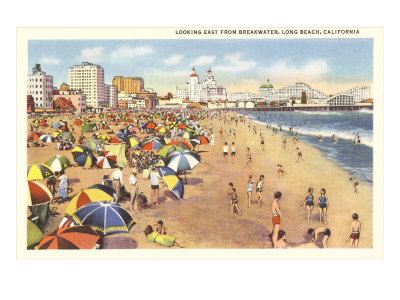 Beach Scene, Long Beach, California Giclee Print Beach Scene, Long Beach, California Giclee Print