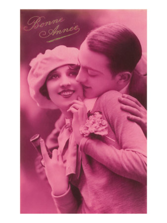 Bonne Annee, Purple Amorous Couple Giclee Print Bonne Annee, Purple Amorous Couple Giclee Print