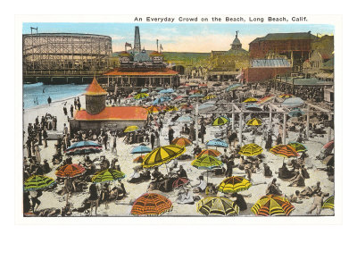 Beach Crowd, Long Beach, California Giclee Print Beach Crowd, Long Beach, California Giclee Print