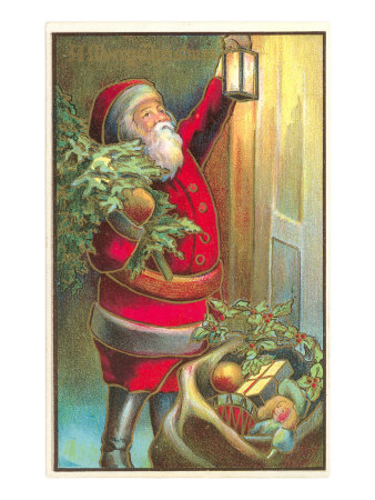 Santa Claus with Lantern Giclee Print Santa Claus with Lantern Giclee Print