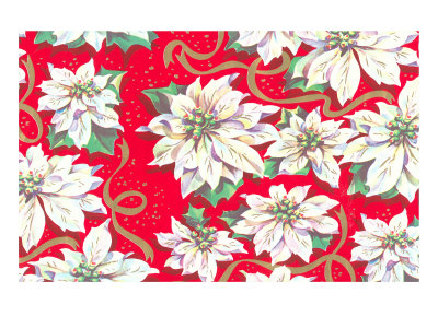 Poinsettia Christmas Wrapping Giclee Print Poinsettia Christmas Wrapping Giclee Print