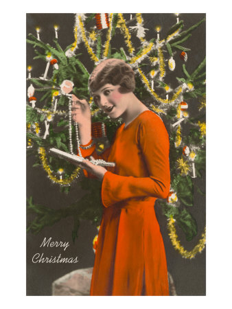 Merry Christmas, Lady with Pearls Giclee Print Merry Christmas, Lady with Pearls Giclee Print