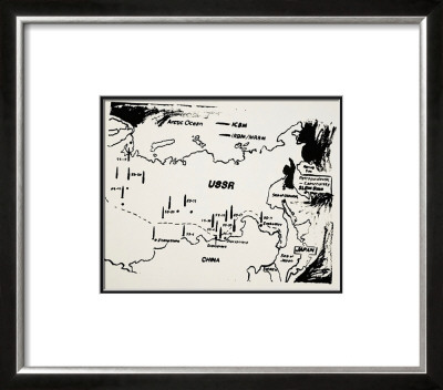 Map Of The Ussr. Map of Eastern U.S.S.R. Missile Bases, c.1985-86 Framed Print