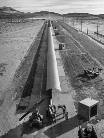 Tiny Tim Rocket Being Fired on 1,500 Foot Launcher Stretched Canvas Print
