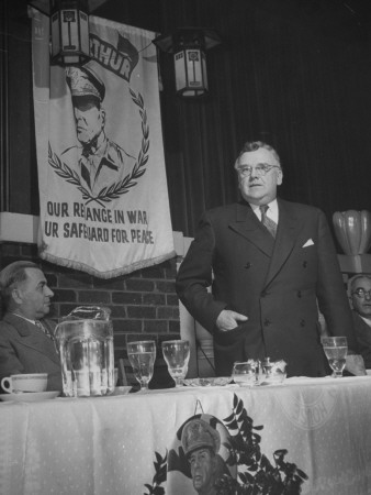 Man Making a Speech at a Macarthur Club Meeting Stretched Canvas Print