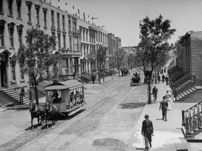 Street Scene from Warner Bros. Film "Life with Father" Stretched Canvas Print
