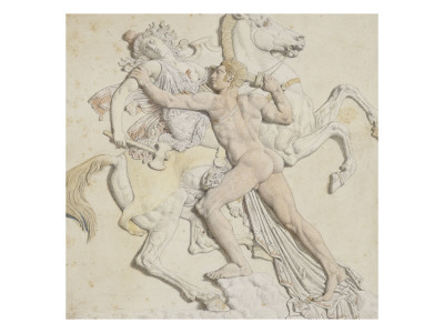 Combat damazone daprès un bas-relief antique