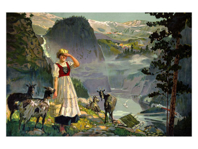 Norway for Holidays, B&N Line Giclee Print Norway for Holidays, B&N Line Giclee Print
