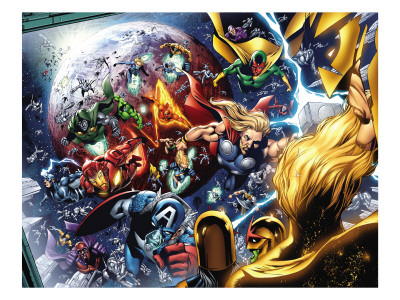 Captain America Iron  on Thor  Vision  Iron Man  Captain America And Dr  Doom Premium Poster