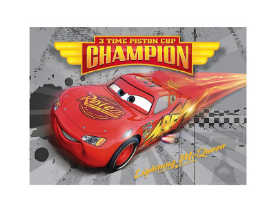 Lightning McQueen 3 Time Piston Cup Champion Print zoom view in room