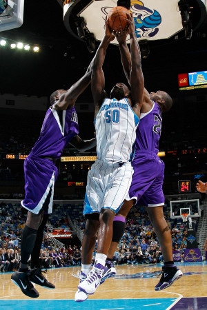 emeka okafor new orleans. Sacramento Kings v New Orleans Hornets: Emeka Okafor and Carl Landry Photographic Print. zoom. view in room