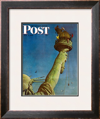 "Working on the Statue of Liberty" Saturday Evening Post Cover, July 6,1946 Framed Giclee Print "Working on the Statue of Liberty" Saturday Evening Post Cover, July 6,1946 Framed Giclee Print