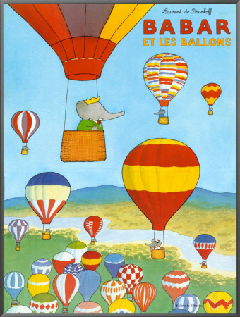 Babar et les ballons Framed Canvas Print Babar et les ballons Framed Canvas Print