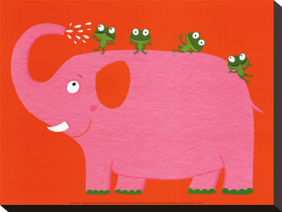 The Elephant and the Frog Stretched Canvas Print The Elephant and the Frog Stretched Canvas Print