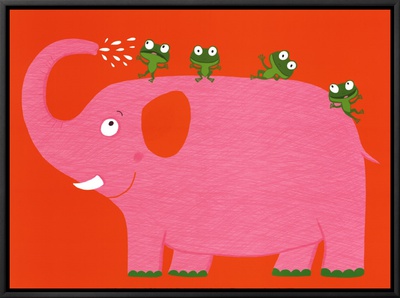 The Elephant and the Frog Framed Canvas Print The Elephant and the Frog Framed Canvas Print