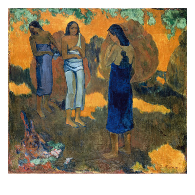 Three Tahitian Women Against a Yellow Background
