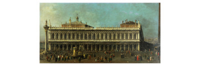 The Library and the Piazzetta Venice Looking West with Numerous Figures and a Puppet Show C1740