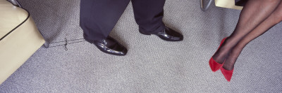 Leg of a Person Tied to a Chair with Shoe Laces and a Woman Sitting Beside Him Wall Decal Leg of a Person Tied to a Chair with Shoe Laces and a Woman Sitting Beside Him Wall Decal