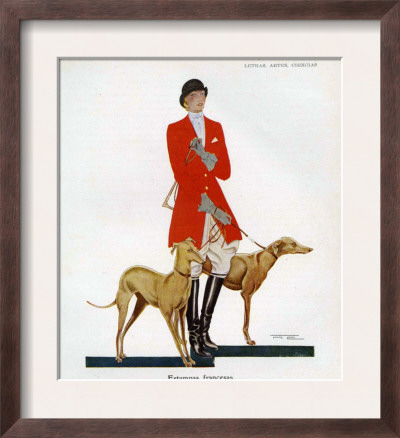 Style  Print Magazine on Hunting Outfit With Hounds  Magazine Plate  Spain  1929 Framed Print