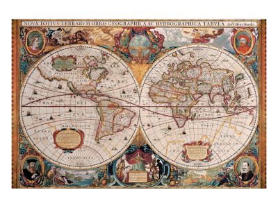 Antique Map, Geographica, Ca. 1630 Premium Giclee Print Antique Map, Geographica, Ca. 1630 Premium Giclee Print