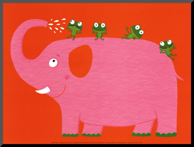 The Elephant and the Frog Mounted Print The Elephant and the Frog Mounted Print