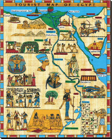 Tourist Map of Egypt Stretched Canvas Print Tourist Map of Egypt Stretched Canvas Print