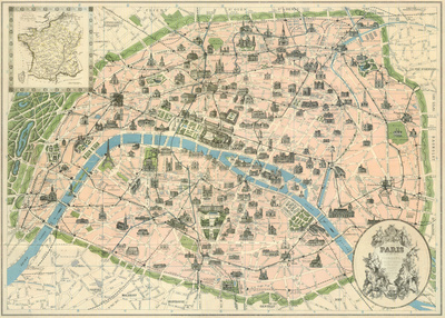 Vintage Paris Map Print Vintage Paris Map Print