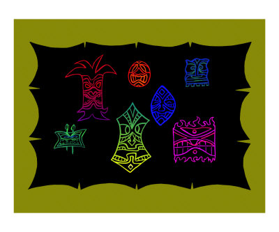 Tiki Masks Giclee Print Tiki Masks Giclee Print