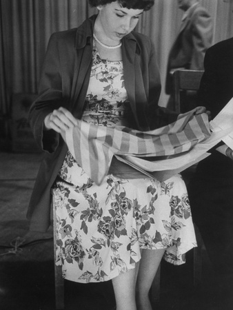 Kathryn Munford Admiring the New Scarf That She Just Bought Stretched Canvas Print